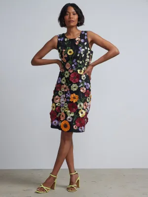 3-D Floral Sheath Dress
