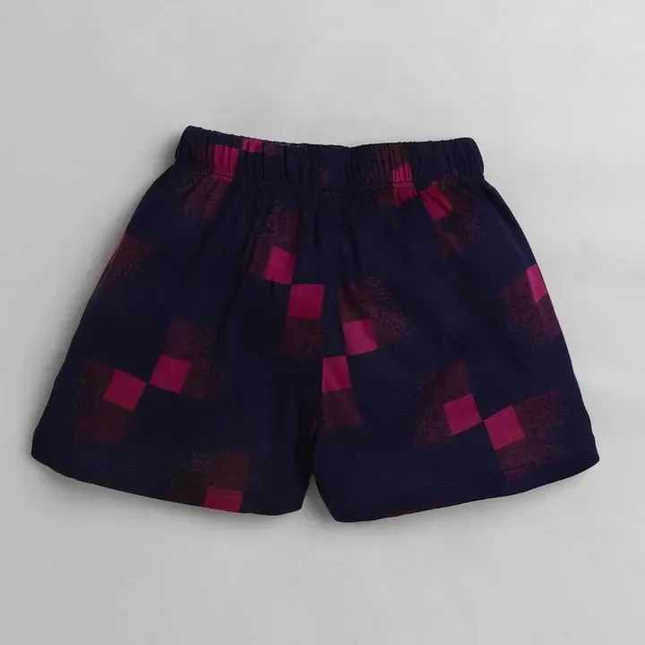 Abstract Printed Short - Navy