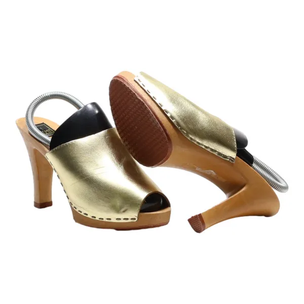 ACCENT Mule Heels Gold Synthetic Womens UK 3