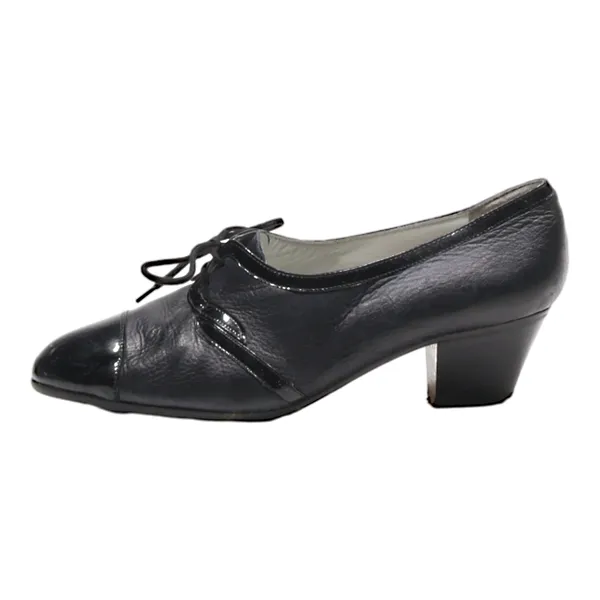 ALEXANDRIA Block Heels Black Leather Womens UK 3.5