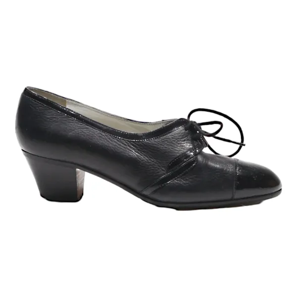 ALEXANDRIA Block Heels Black Leather Womens UK 3.5