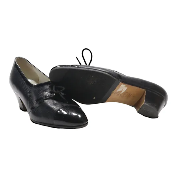 ALEXANDRIA Block Heels Black Leather Womens UK 3.5
