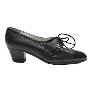 ALEXANDRIA Block Heels Black Leather Womens UK 3.5