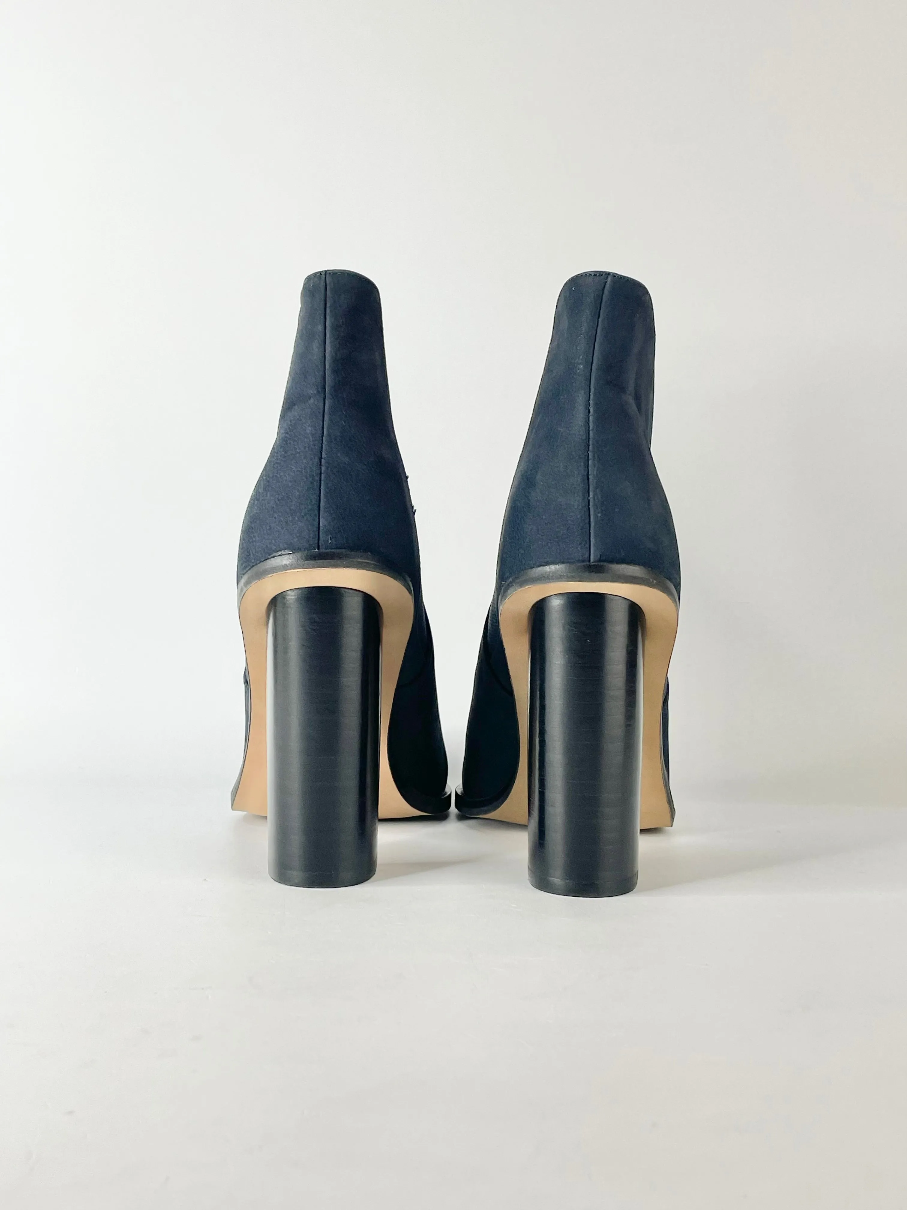 Alias Mae Navy Blue Suede Point Toe Ankle Boots - EU38