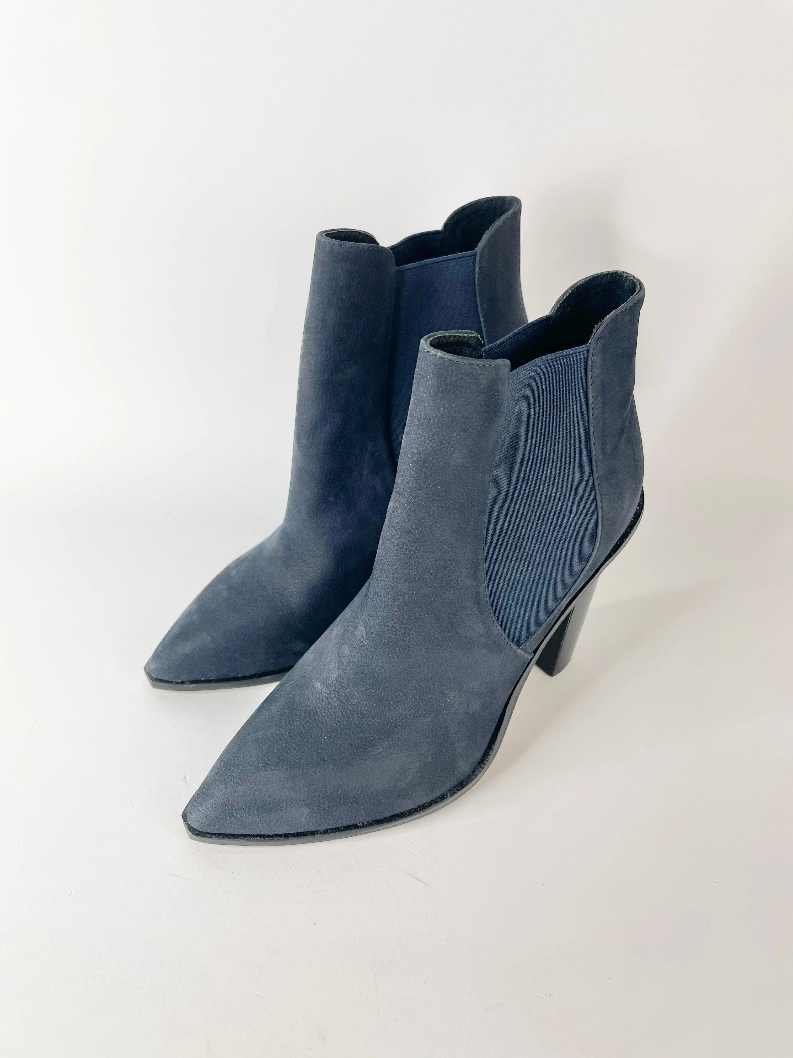 Alias Mae Navy Blue Suede Point Toe Ankle Boots - EU38