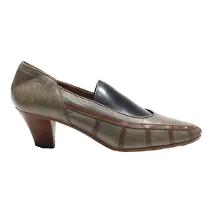 AROLA Court Heels Grey Leather Womens UK 7