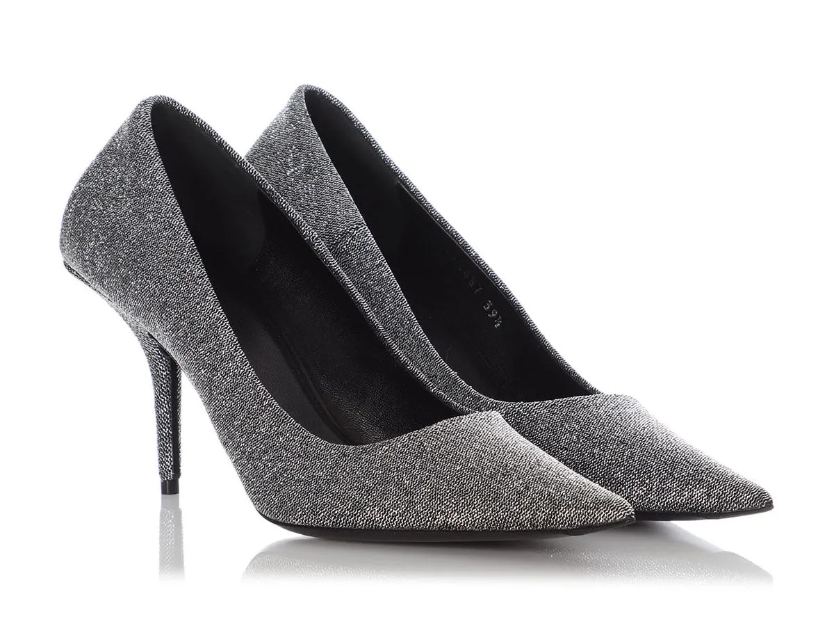 Balenciaga Silver Glitter Knife Pumps