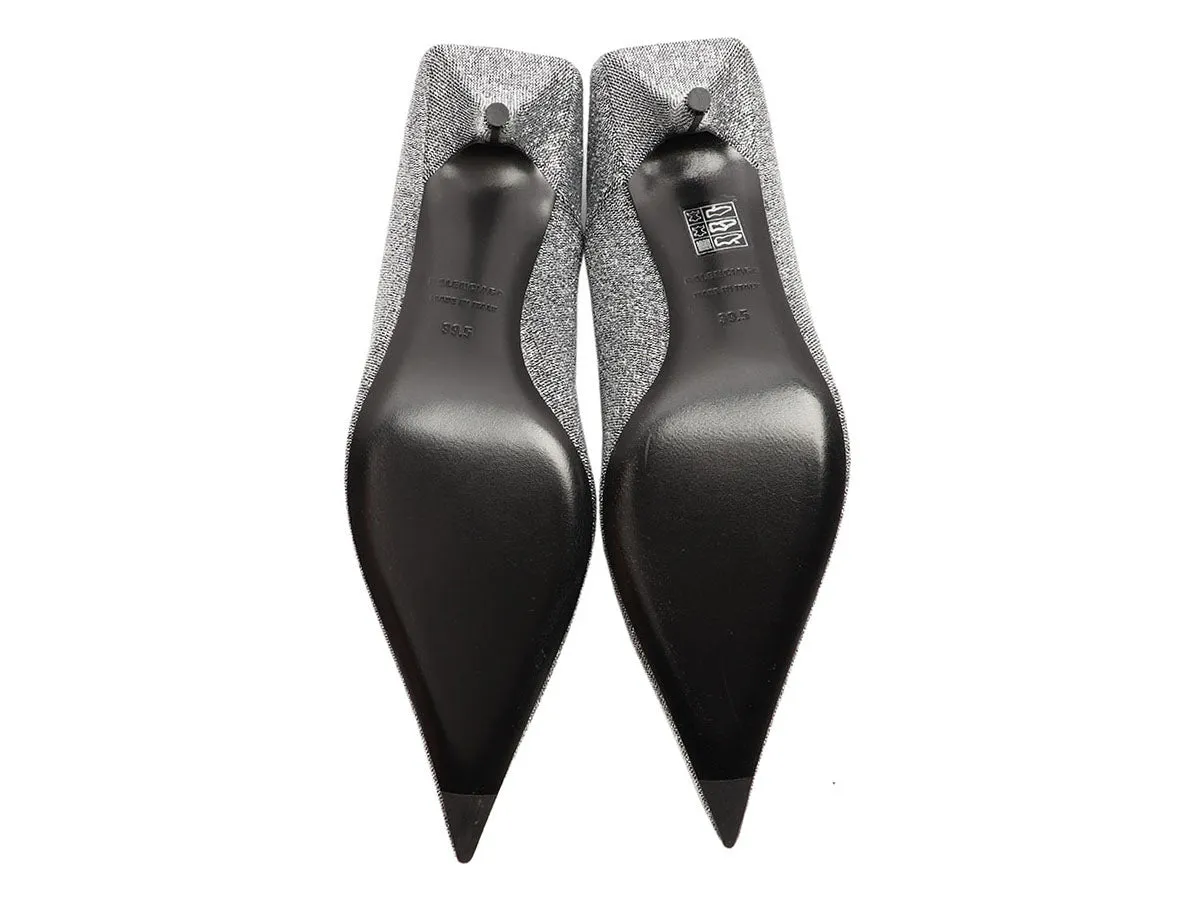 Balenciaga Silver Glitter Knife Pumps