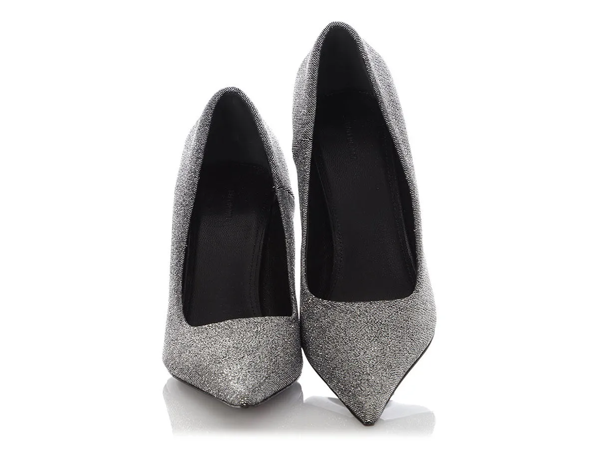 Balenciaga Silver Glitter Knife Pumps