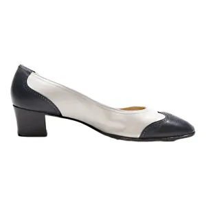 BALLY Brogue Style Pump Heels White Leather Womens UK 7