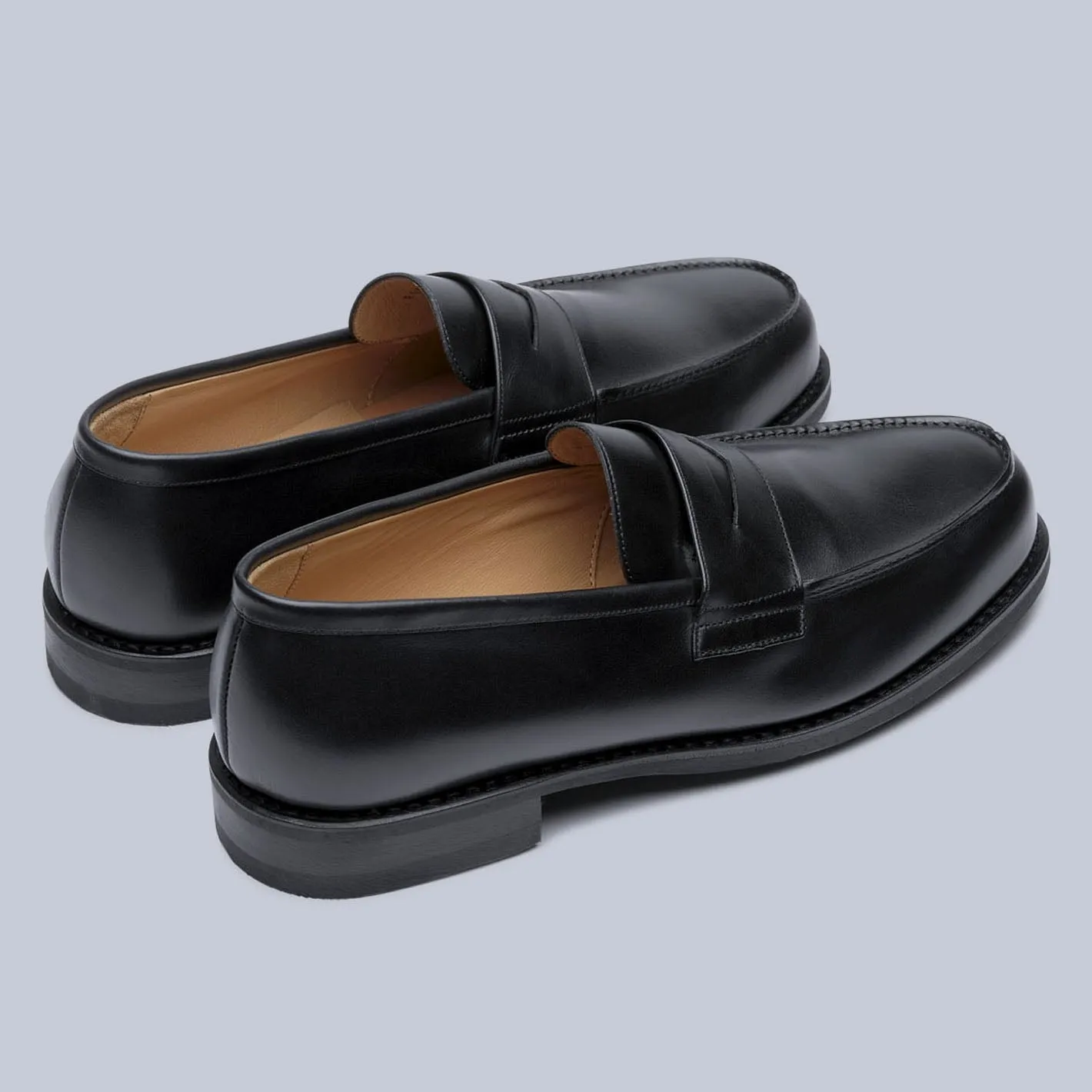 Black Leather Rubber Sole Adonis Loafers