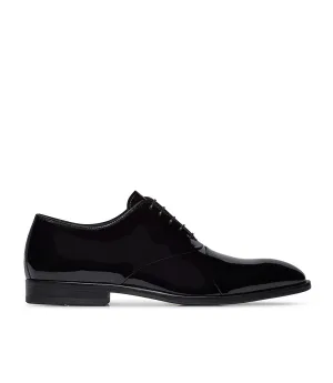 Black patent leather derby shoes