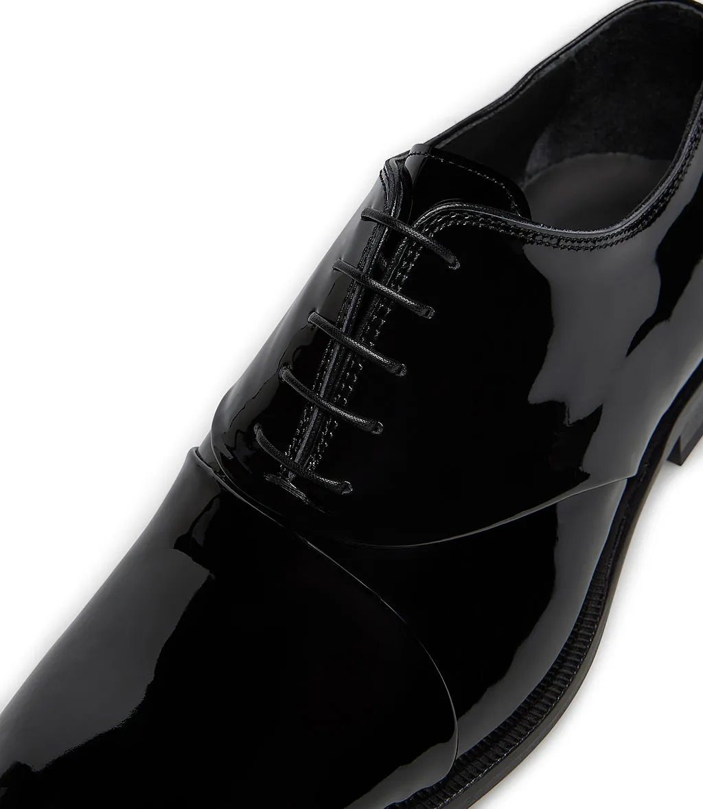 Black patent leather derby shoes