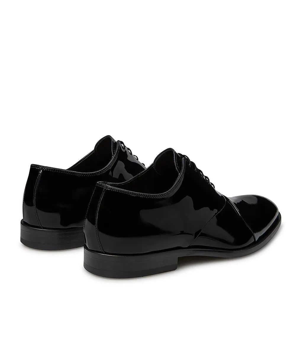 Black patent leather derby shoes