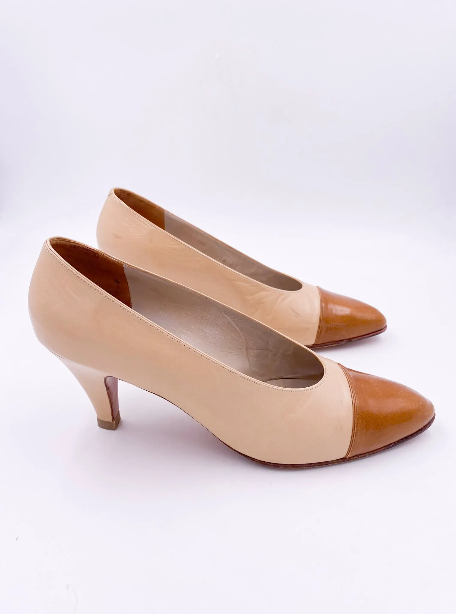 Chanel Pumps Beige With Brown Leather Toe