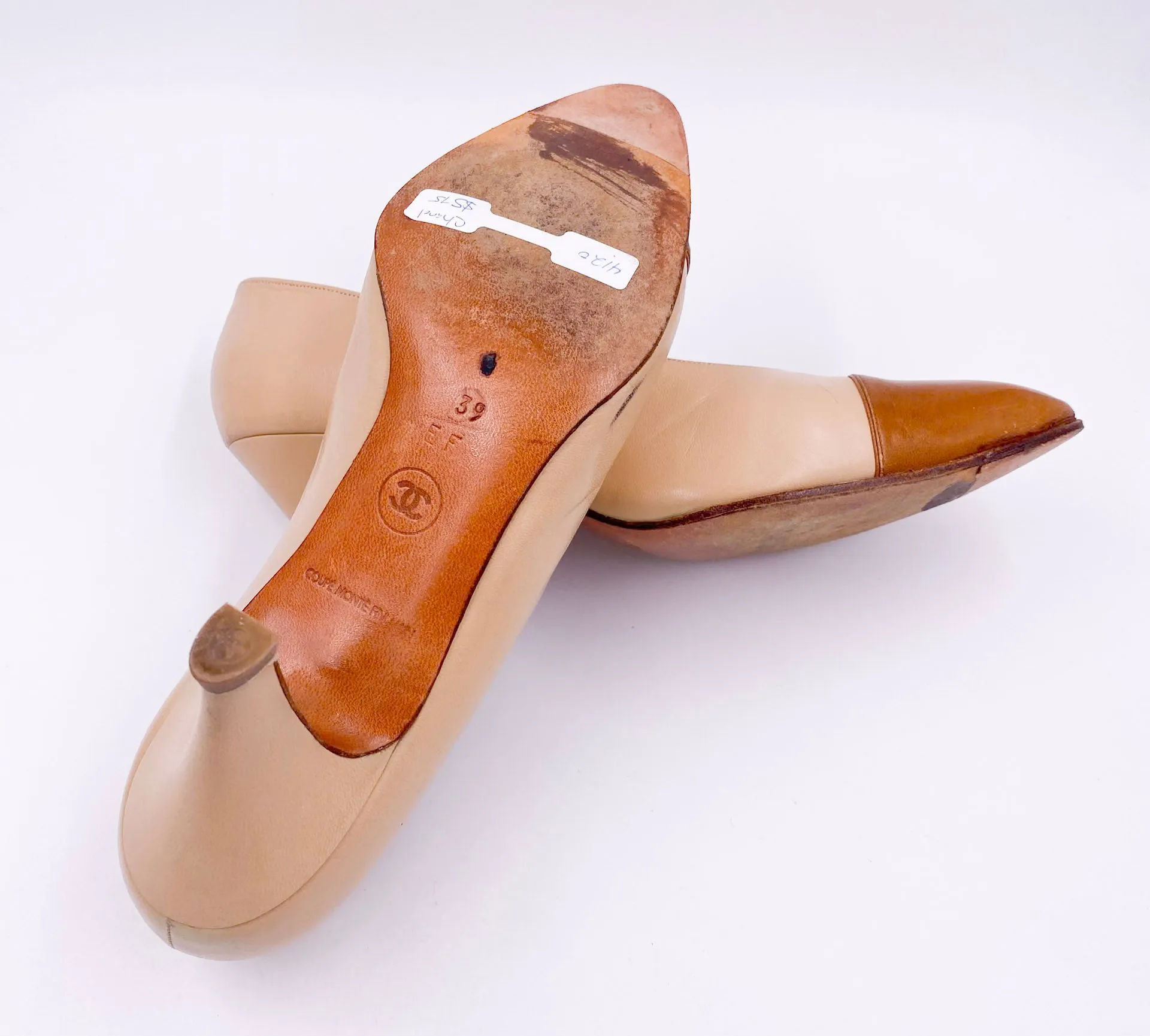 Chanel Pumps Beige With Brown Leather Toe