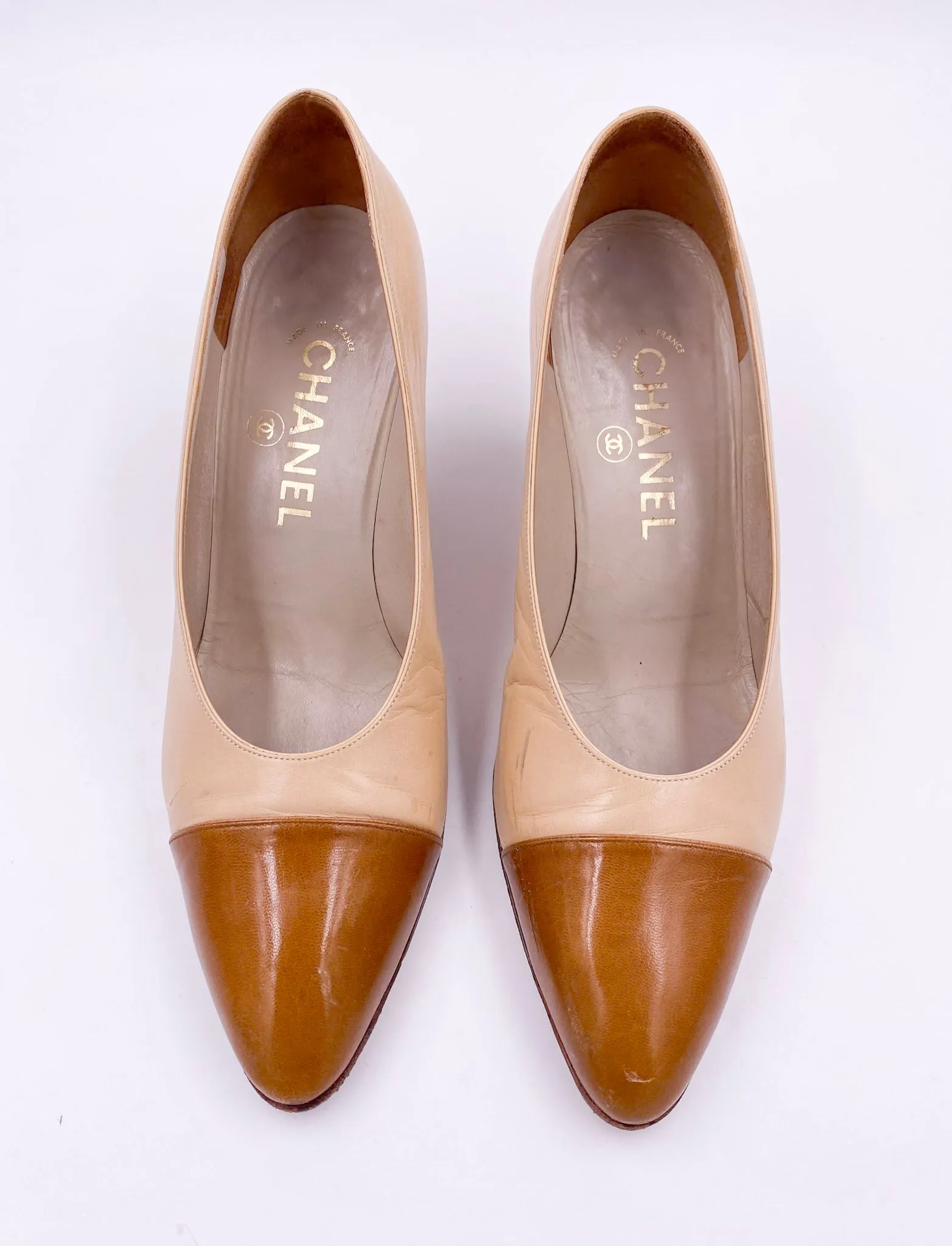 Chanel Pumps Beige With Brown Leather Toe