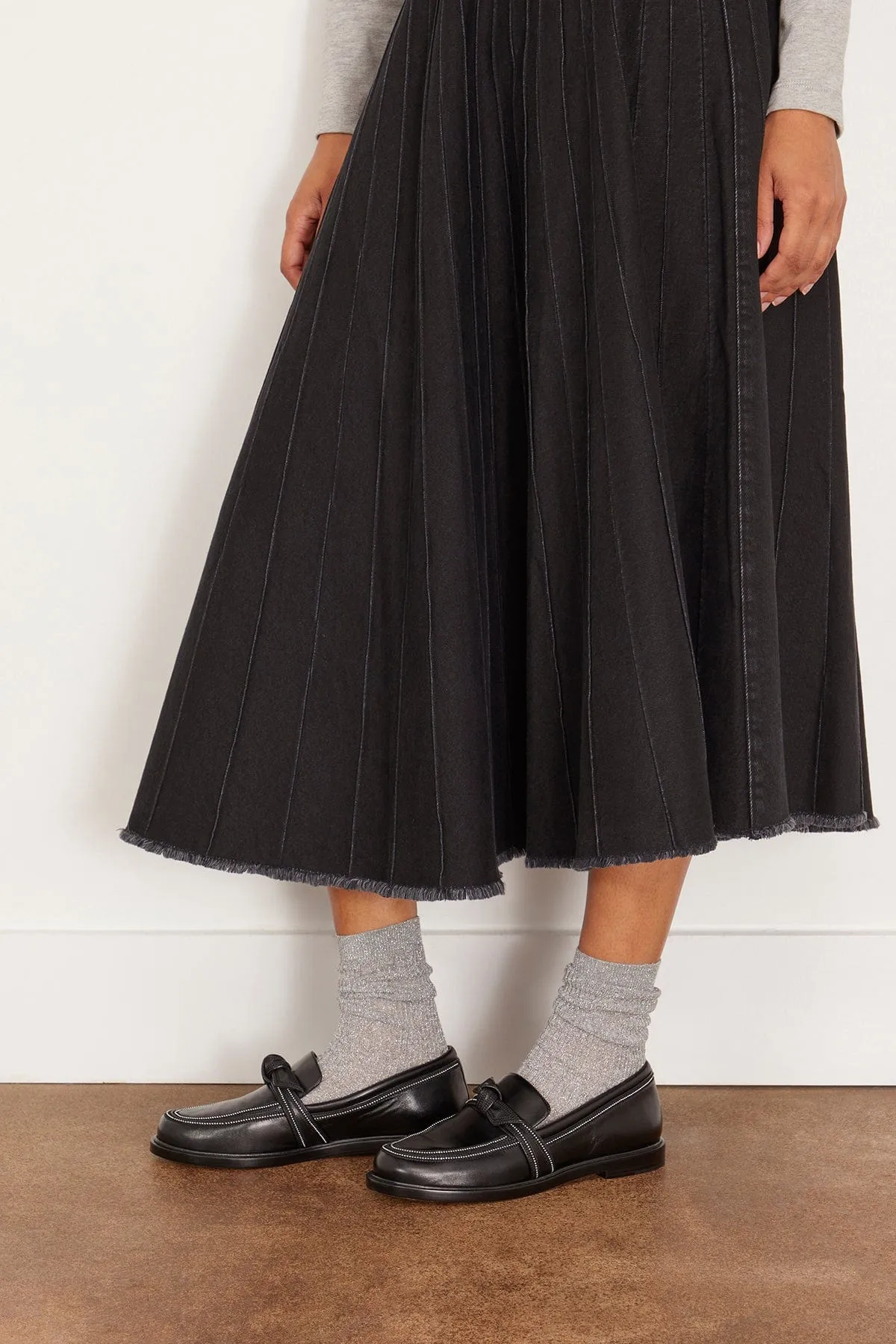 Clarita Chunky Embroidery Loafer in Black