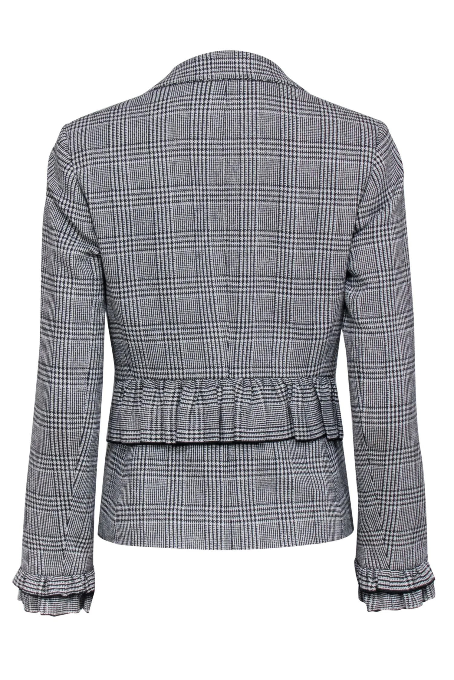 Club Monaco - White & Black Plaid Ruffled Blazer Sz 00