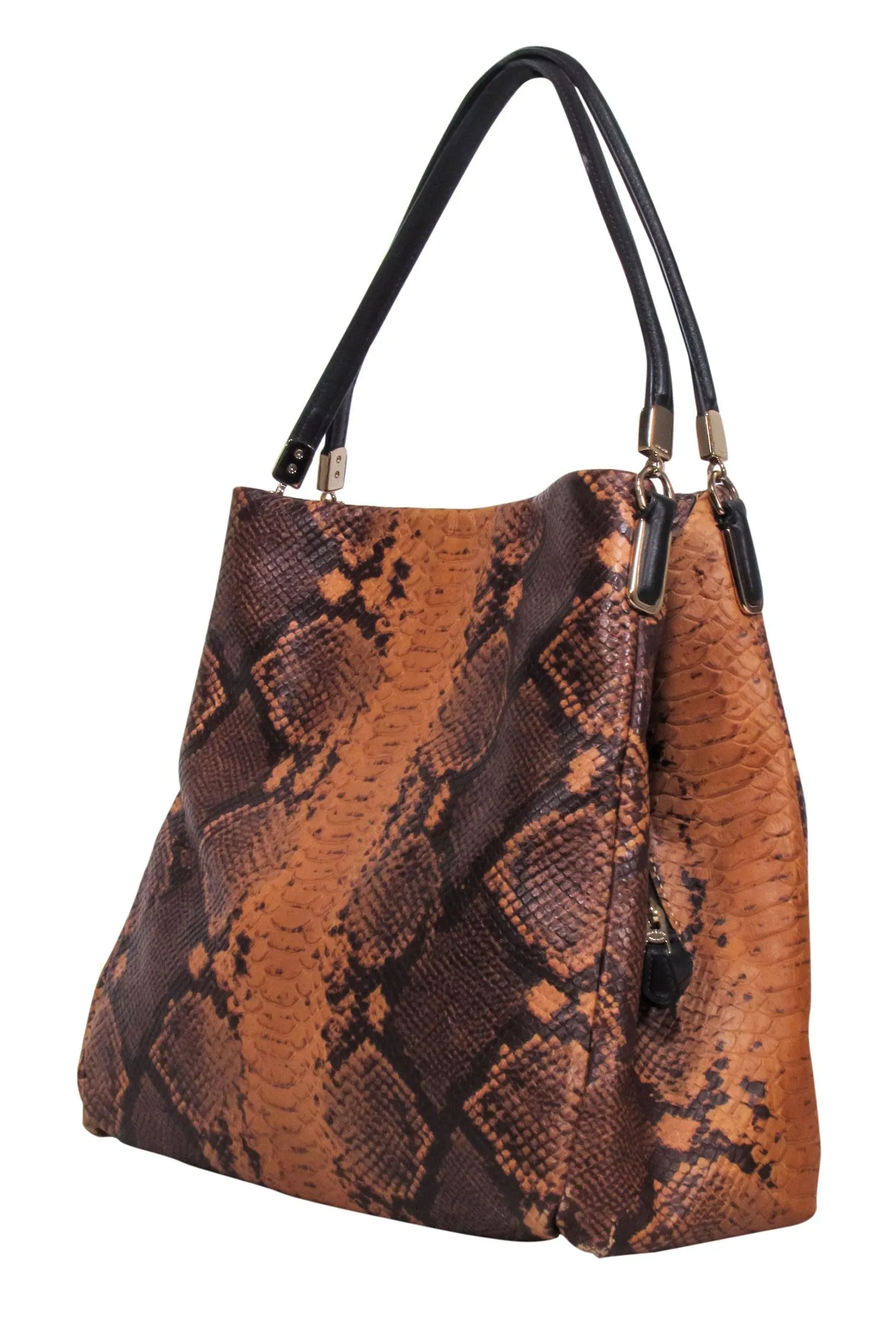 Coach - Brown Snakeskin Embossed Shoulder Bag