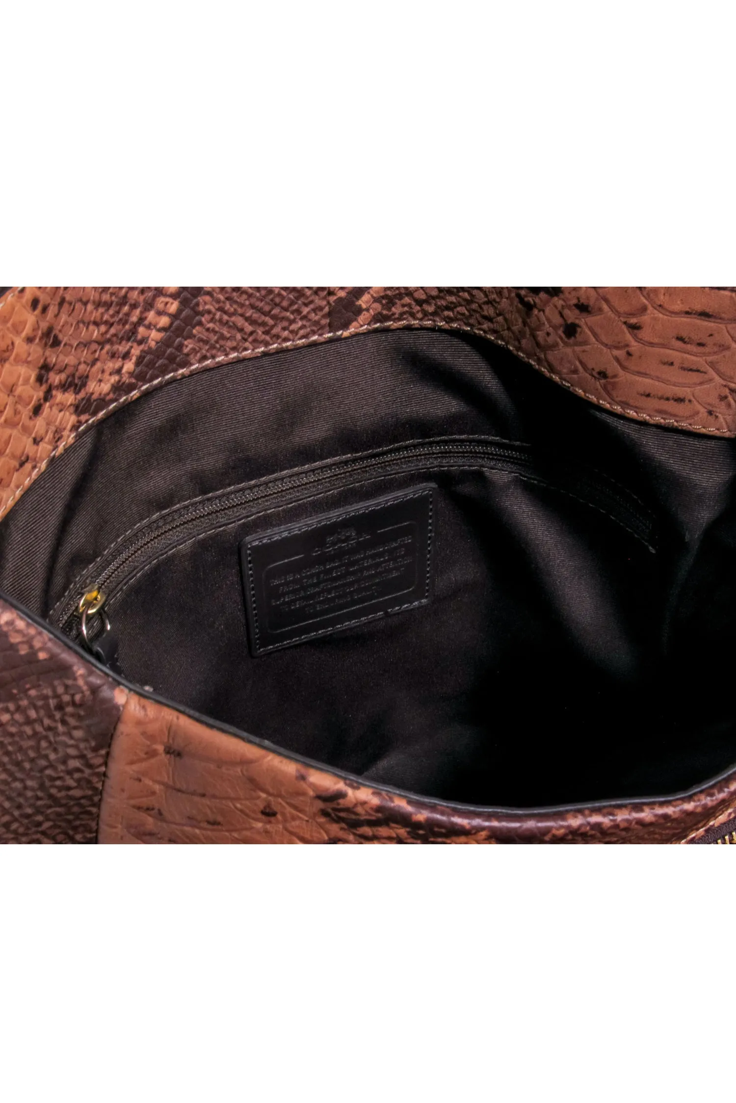 Coach - Brown Snakeskin Embossed Shoulder Bag