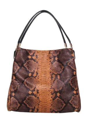 Coach - Brown Snakeskin Embossed Shoulder Bag