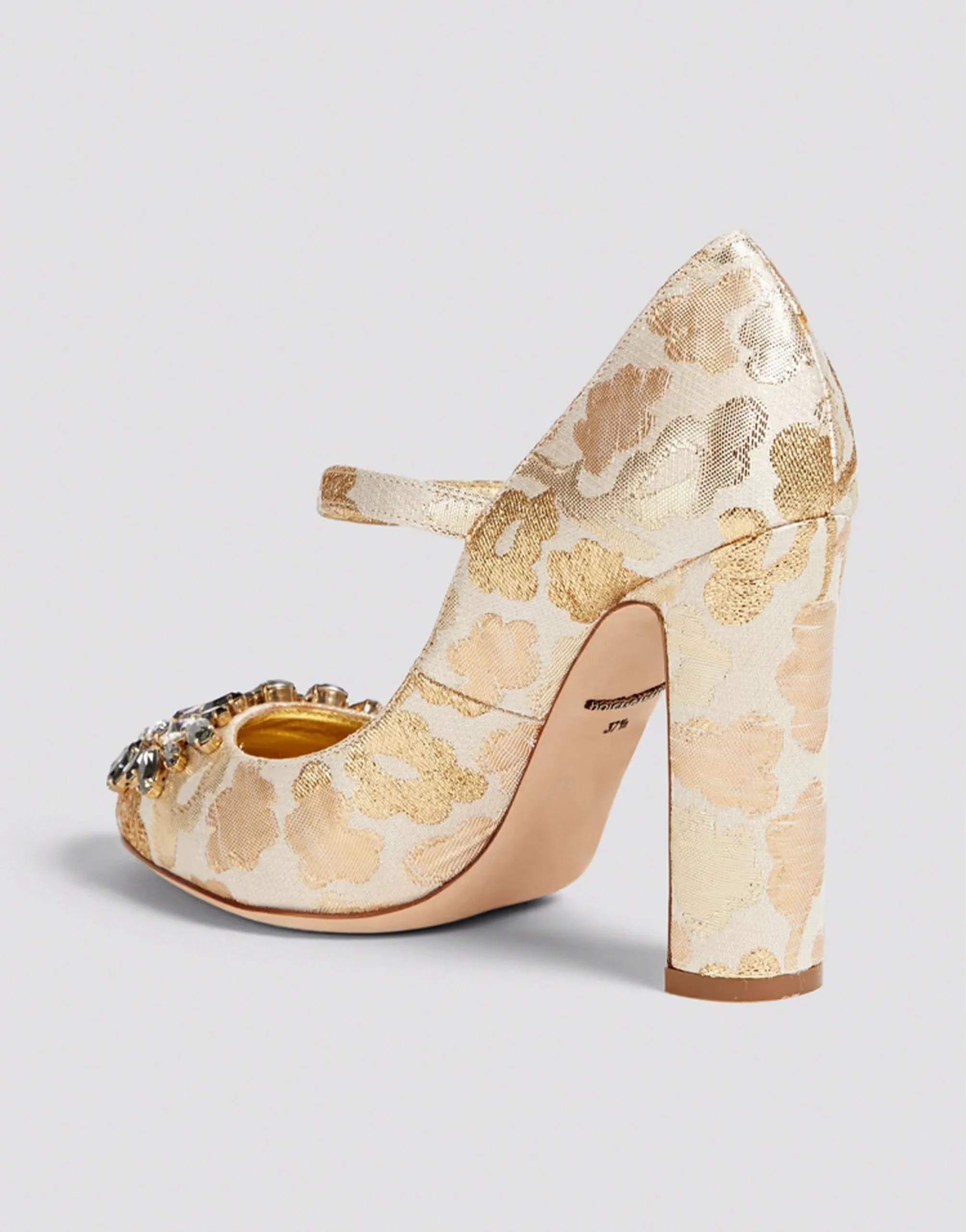 Crystal-Embellished Metallic Jacquard Pumps