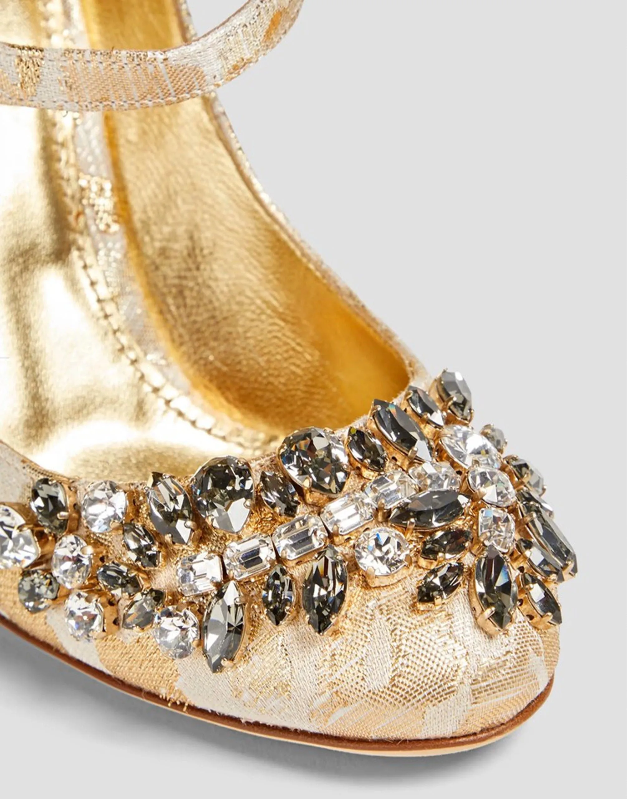 Crystal-Embellished Metallic Jacquard Pumps