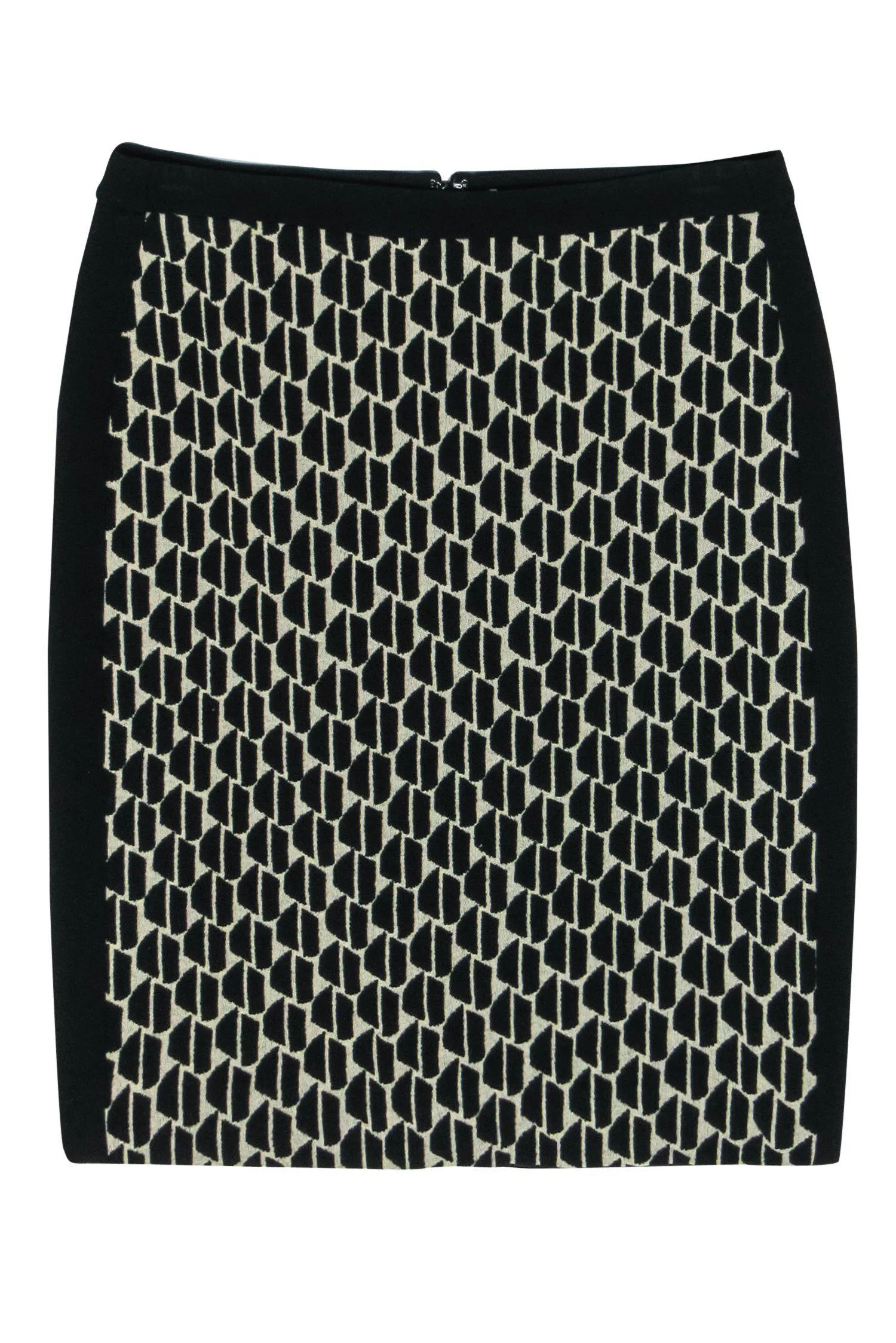 Diane von Furstenberg - Cream & Black Patterned Knit Skirt Sz 8