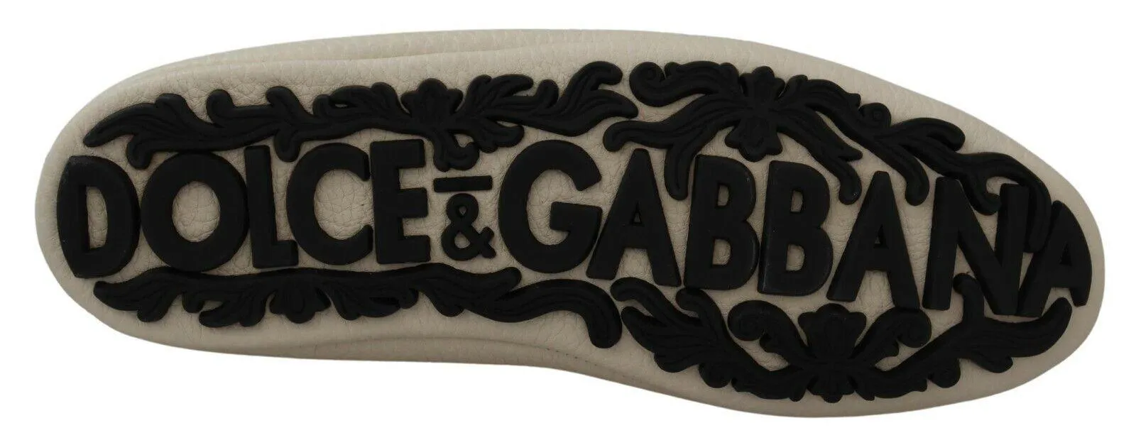 Dolce & Gabbana Beige Leather Crystal Crown Loafers Shoes