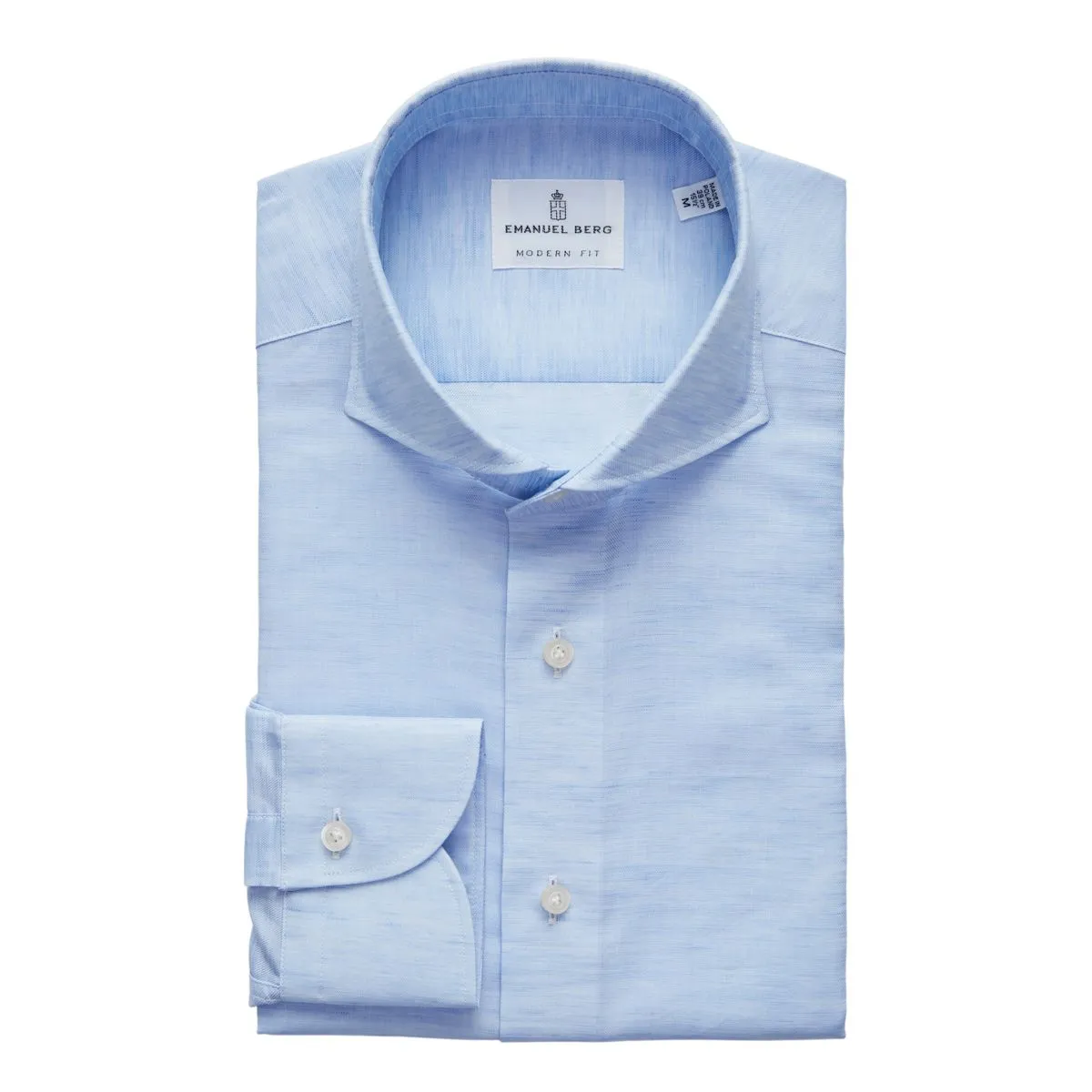 Emanuel Berg Cotton Linen Luxury Twill Sport Shirt Blue