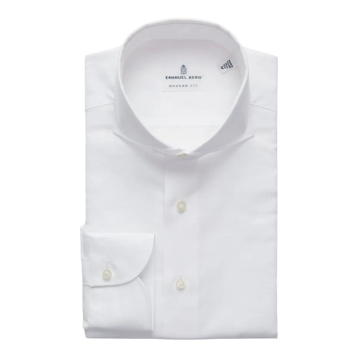 Emanuel Berg Cotton Linen Luxury Twill Sport Shirt White