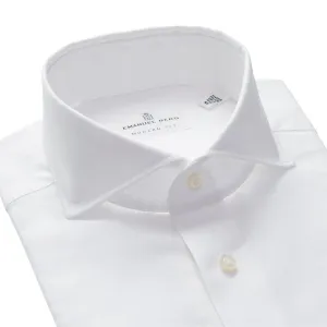 Emanuel Berg Cotton Linen Luxury Twill Sport Shirt White
