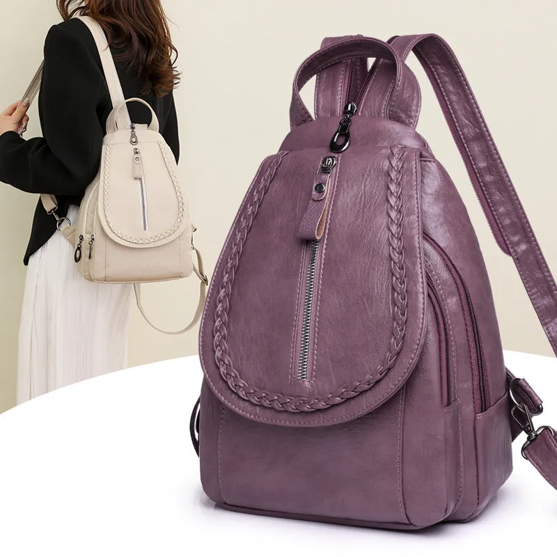 Fashion Large Capacity Soft Leather Backpack