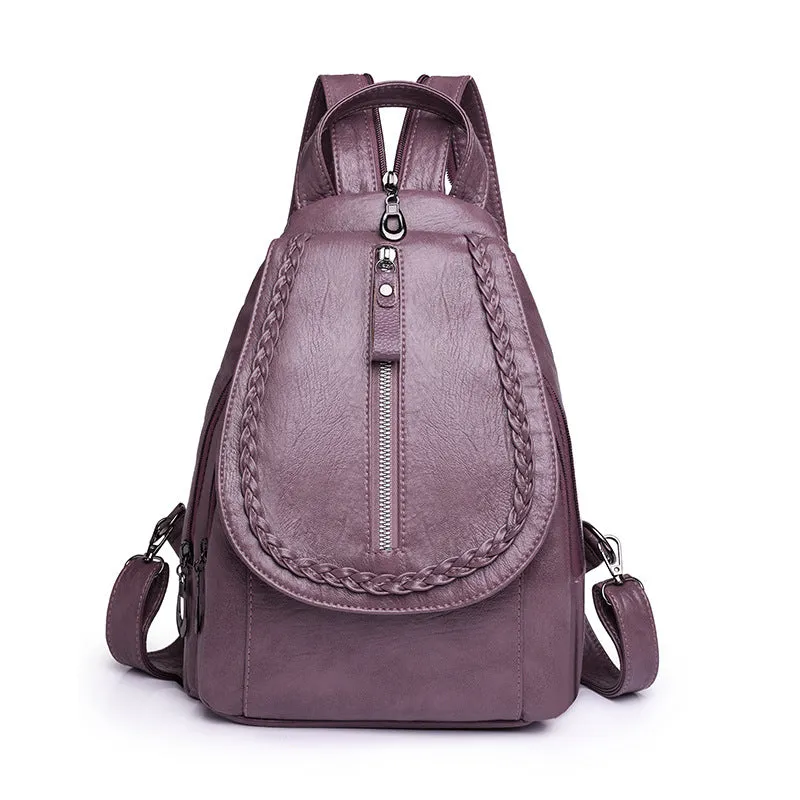 Fashion Large Capacity Soft Leather Backpack