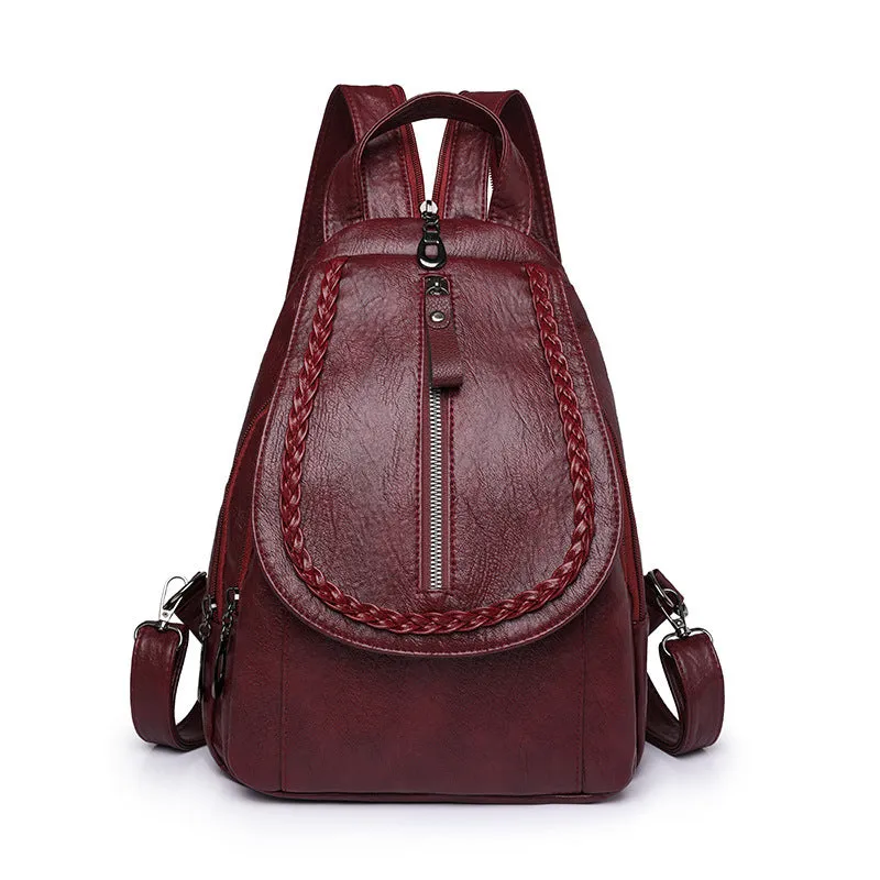 Fashion Large Capacity Soft Leather Backpack