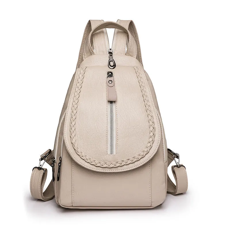 Fashion Large Capacity Soft Leather Backpack