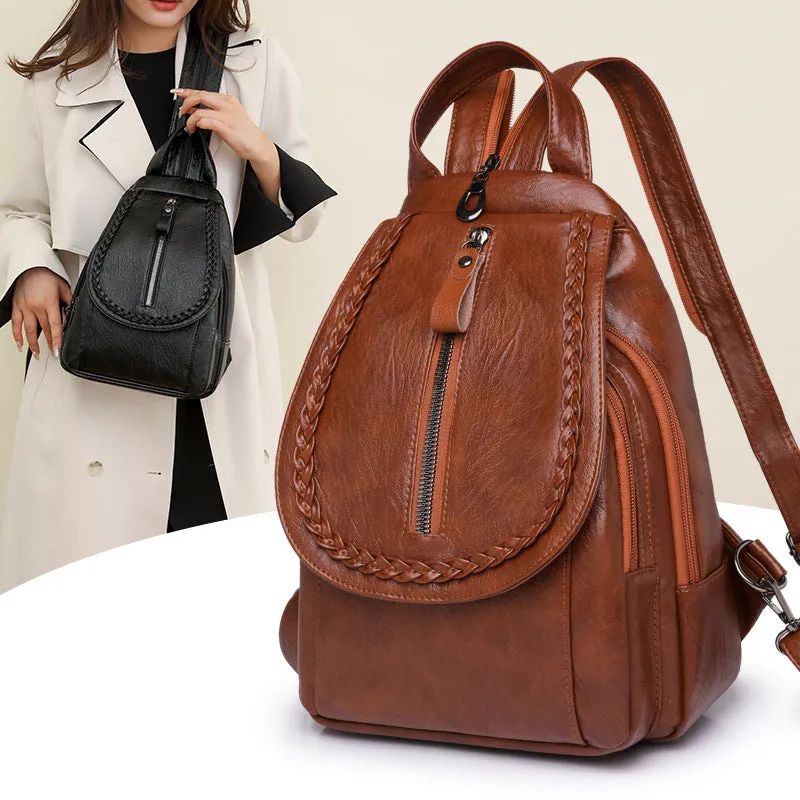 Fashion Large Capacity Soft Leather Backpack