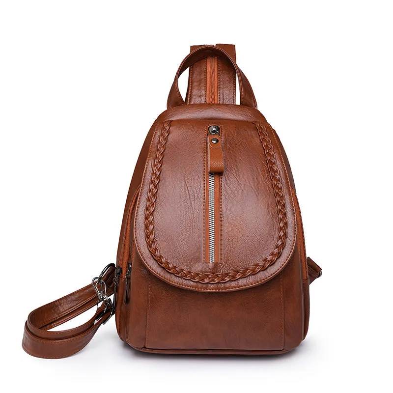 Fashion Large Capacity Soft Leather Backpack