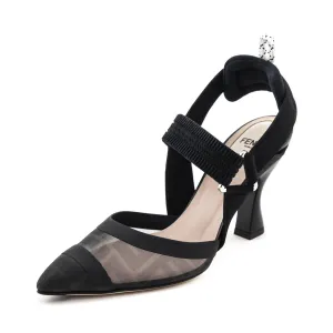 Fendi Black Zucca FF Techinical Mesh Colibri Pumps Size US 6 | EU 36