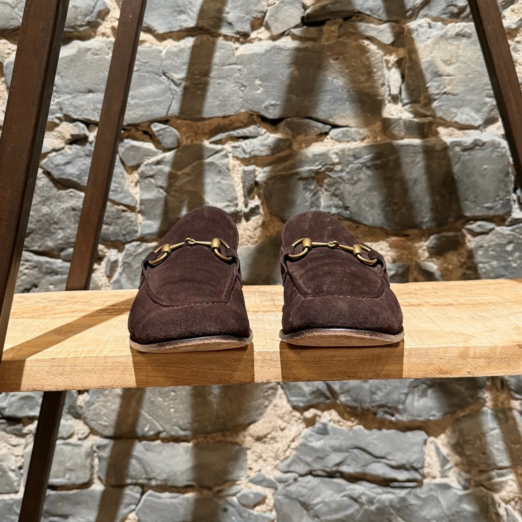 Gucci Brown Suede Horsebit Accent Jordaan Loafers