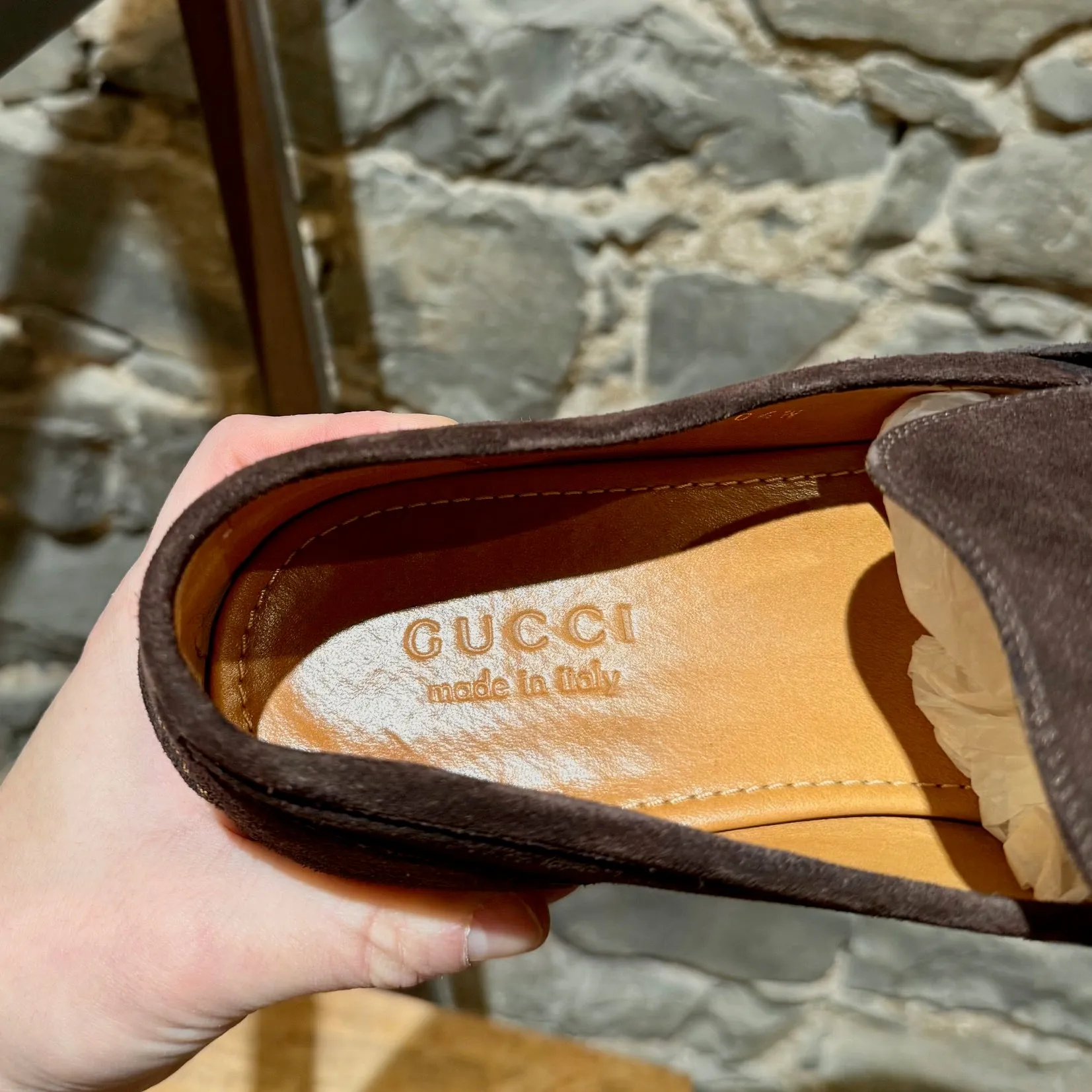 Gucci Brown Suede Horsebit Accent Jordaan Loafers