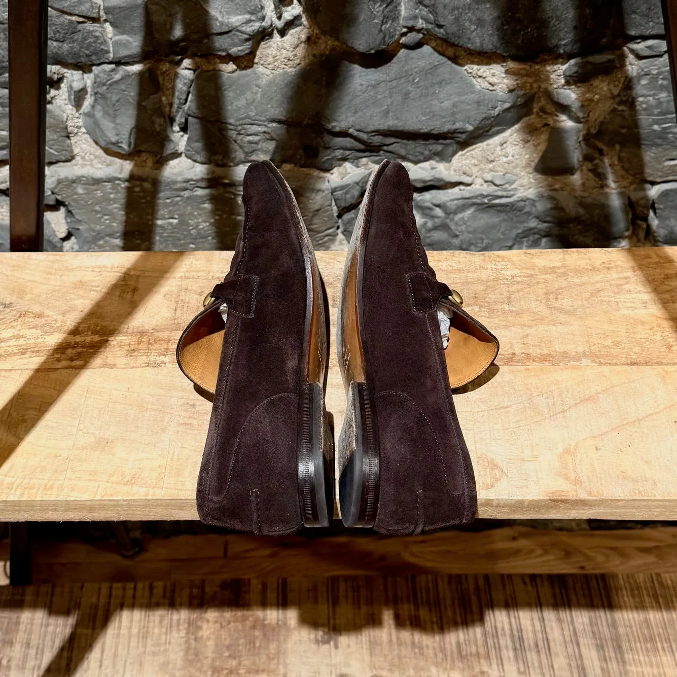Gucci Brown Suede Horsebit Accent Jordaan Loafers
