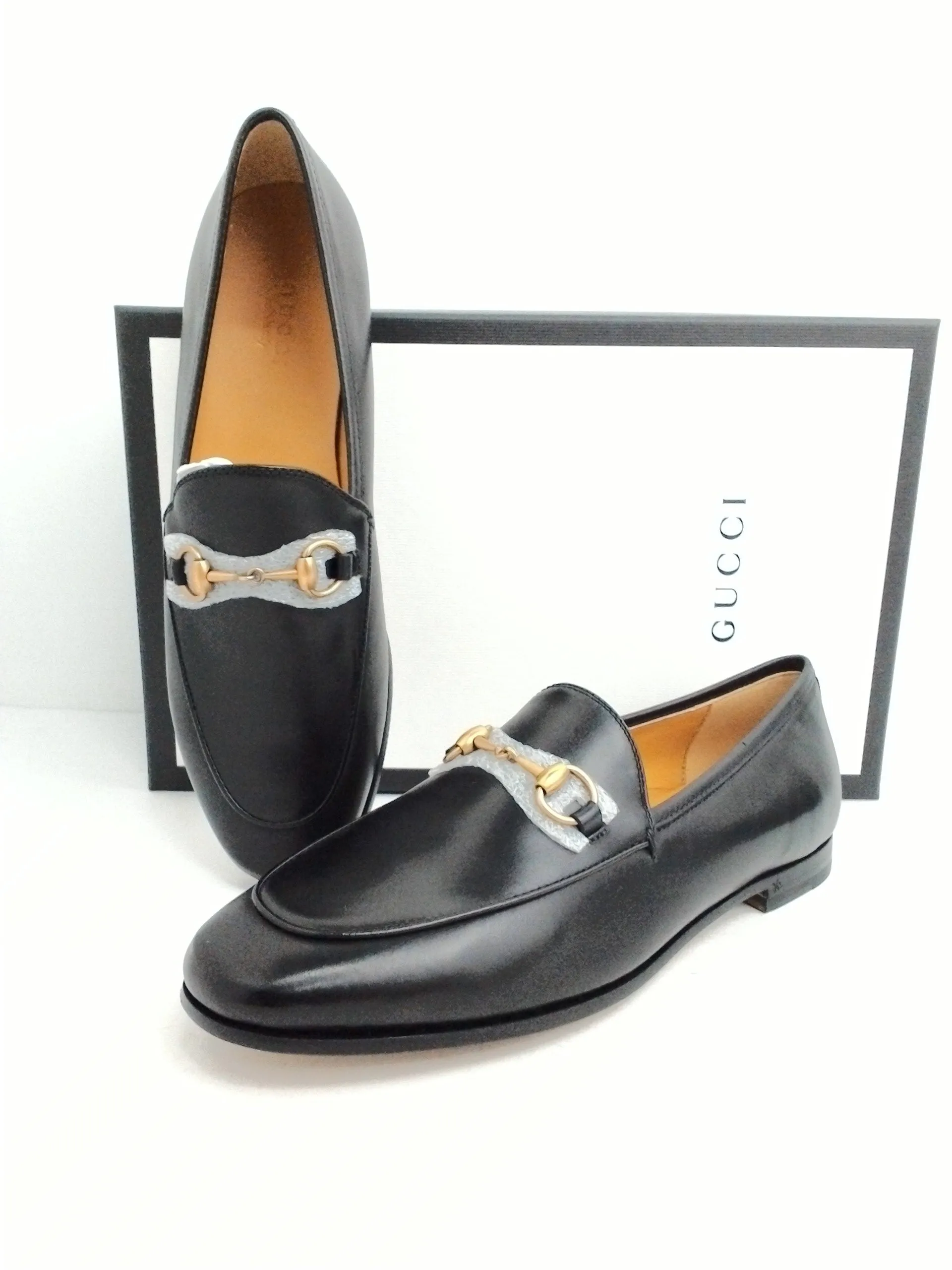 Gucci Women's Betis Glamour Black Leather Loafers Size 37