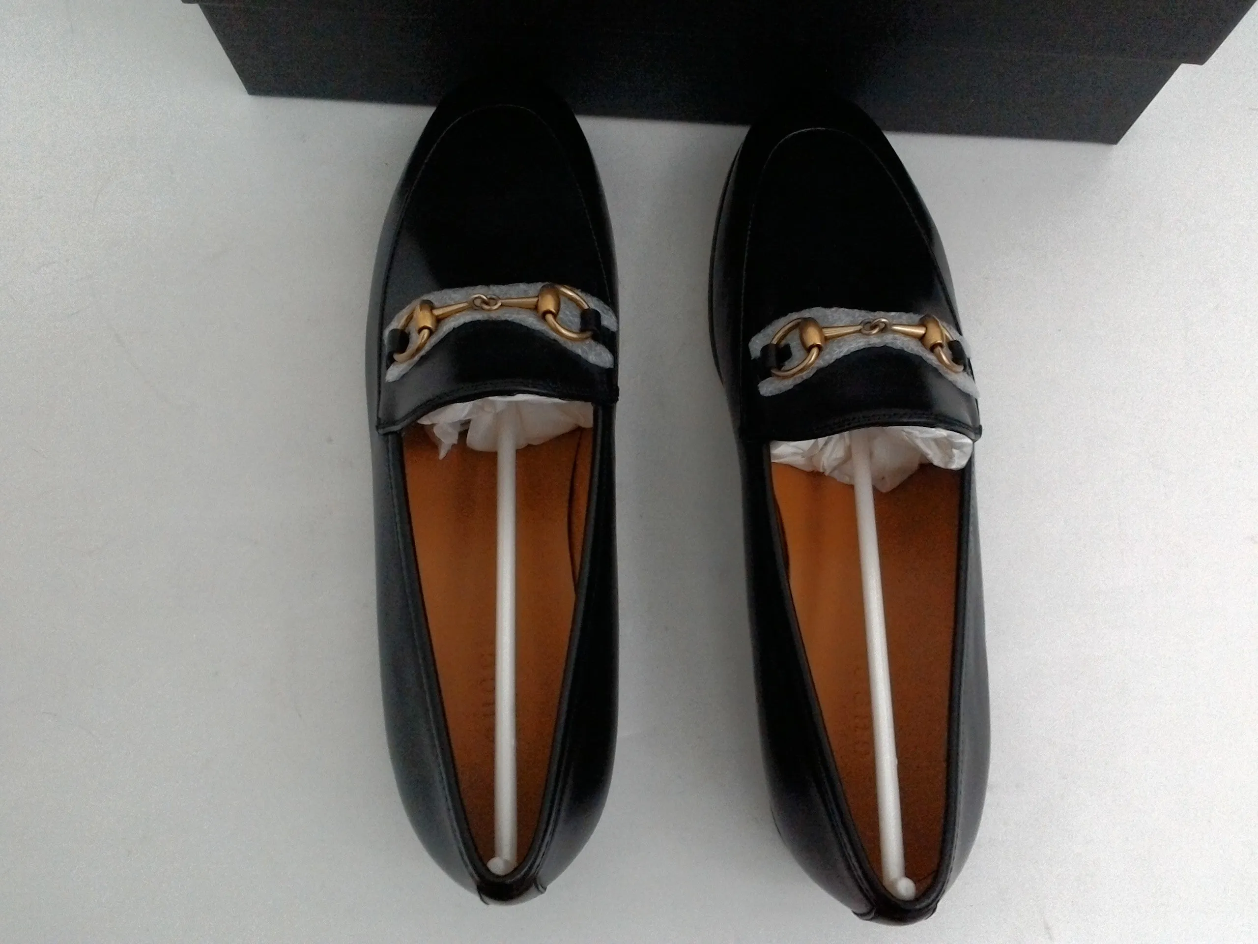 Gucci Women's Betis Glamour Black Leather Loafers Size 37