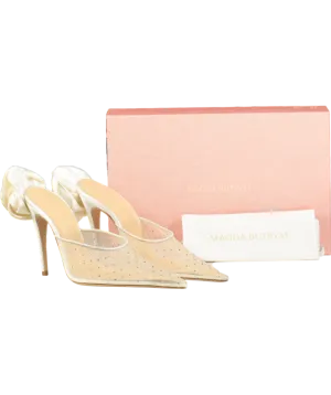 Magda Butrym  Ivory Floral-appliqu Crystal Embellished Mesh Mules UK 5 EU 38 