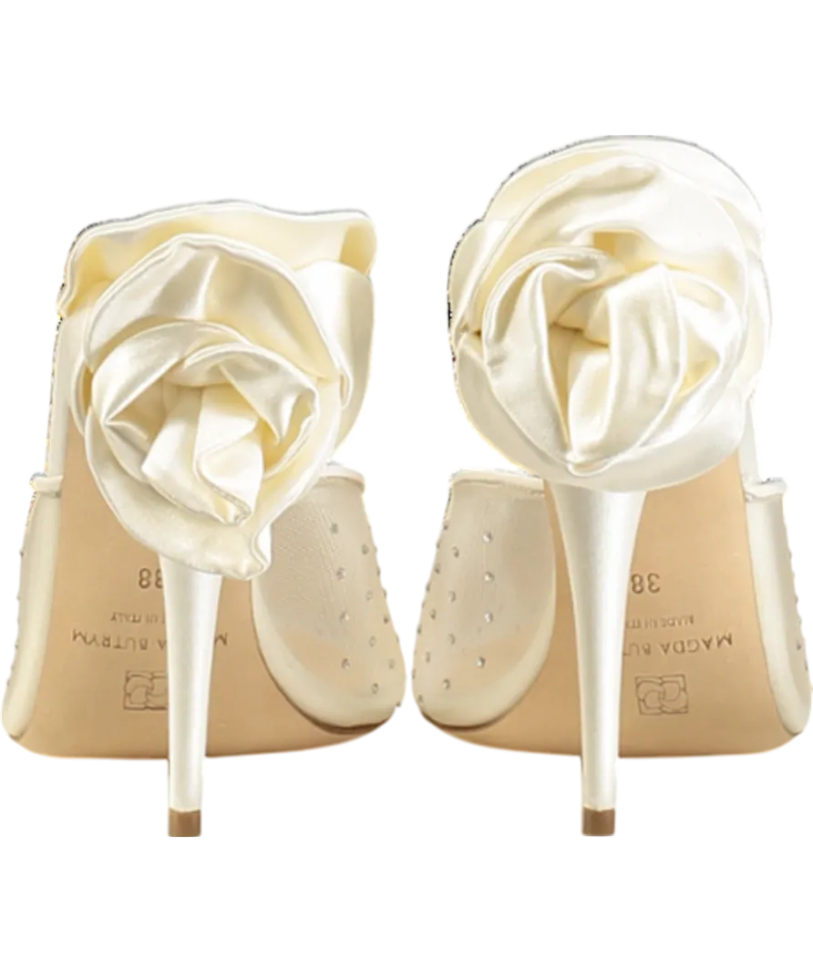 Magda Butrym  Ivory Floral-appliqu Crystal Embellished Mesh Mules UK 5 EU 38 