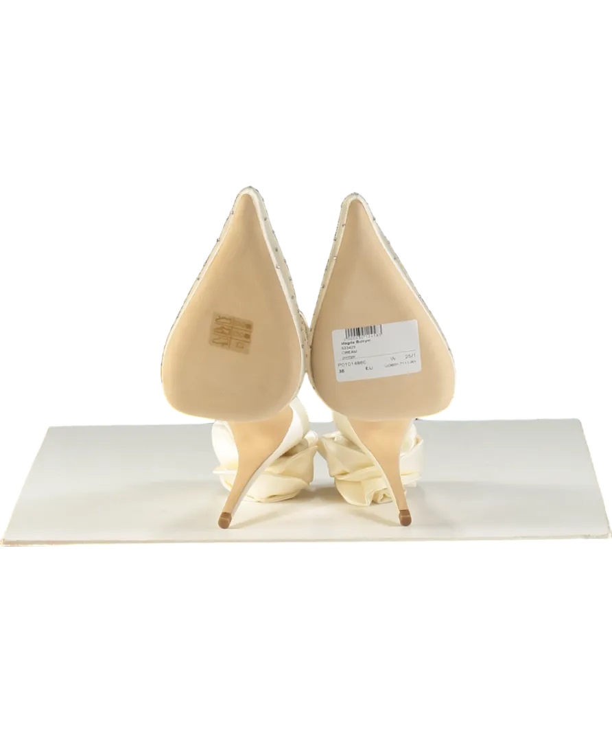 Magda Butrym  Ivory Floral-appliqu Crystal Embellished Mesh Mules UK 5 EU 38 