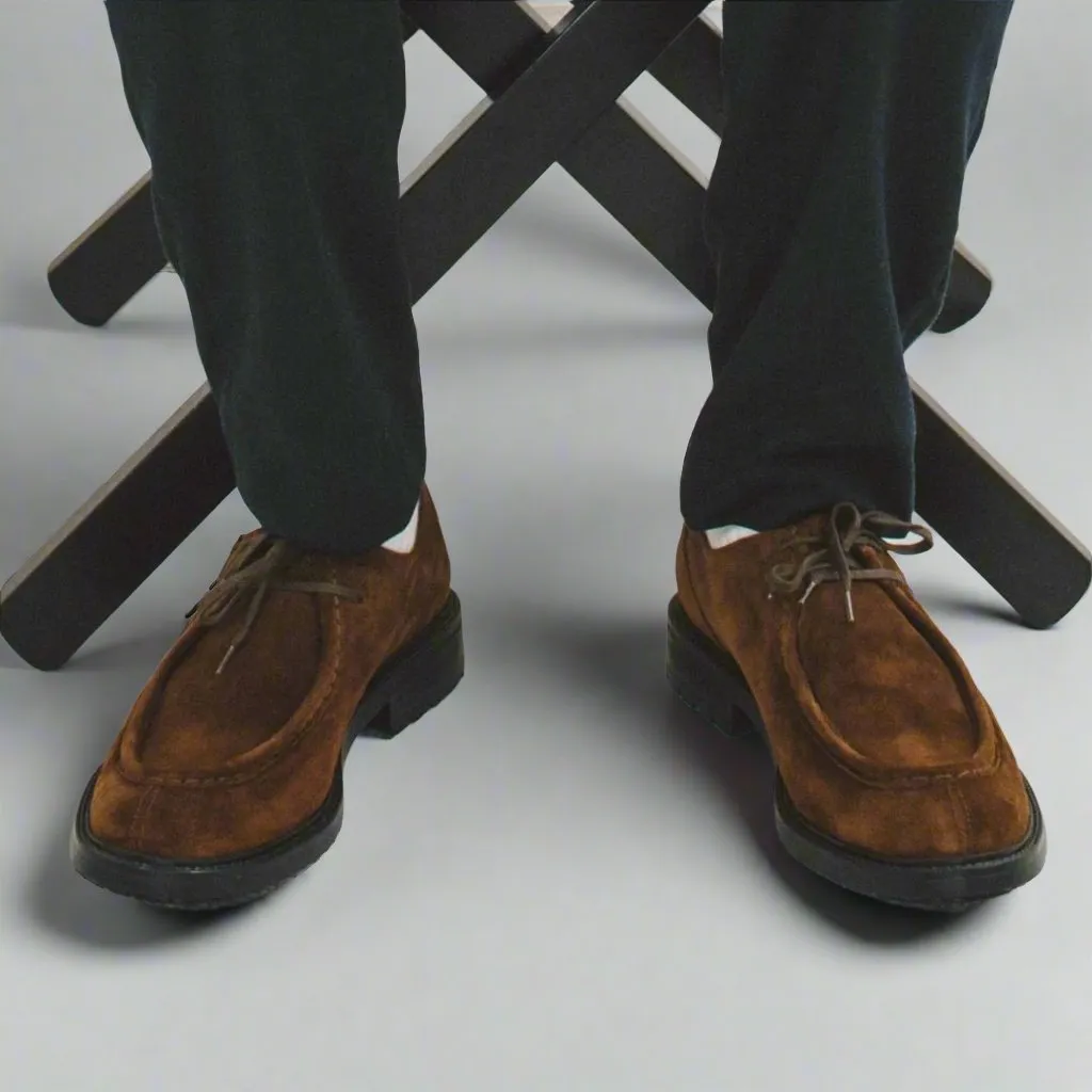 Men's Chestnut Suede Tuscan Derby Boot From Del Toro Shoes