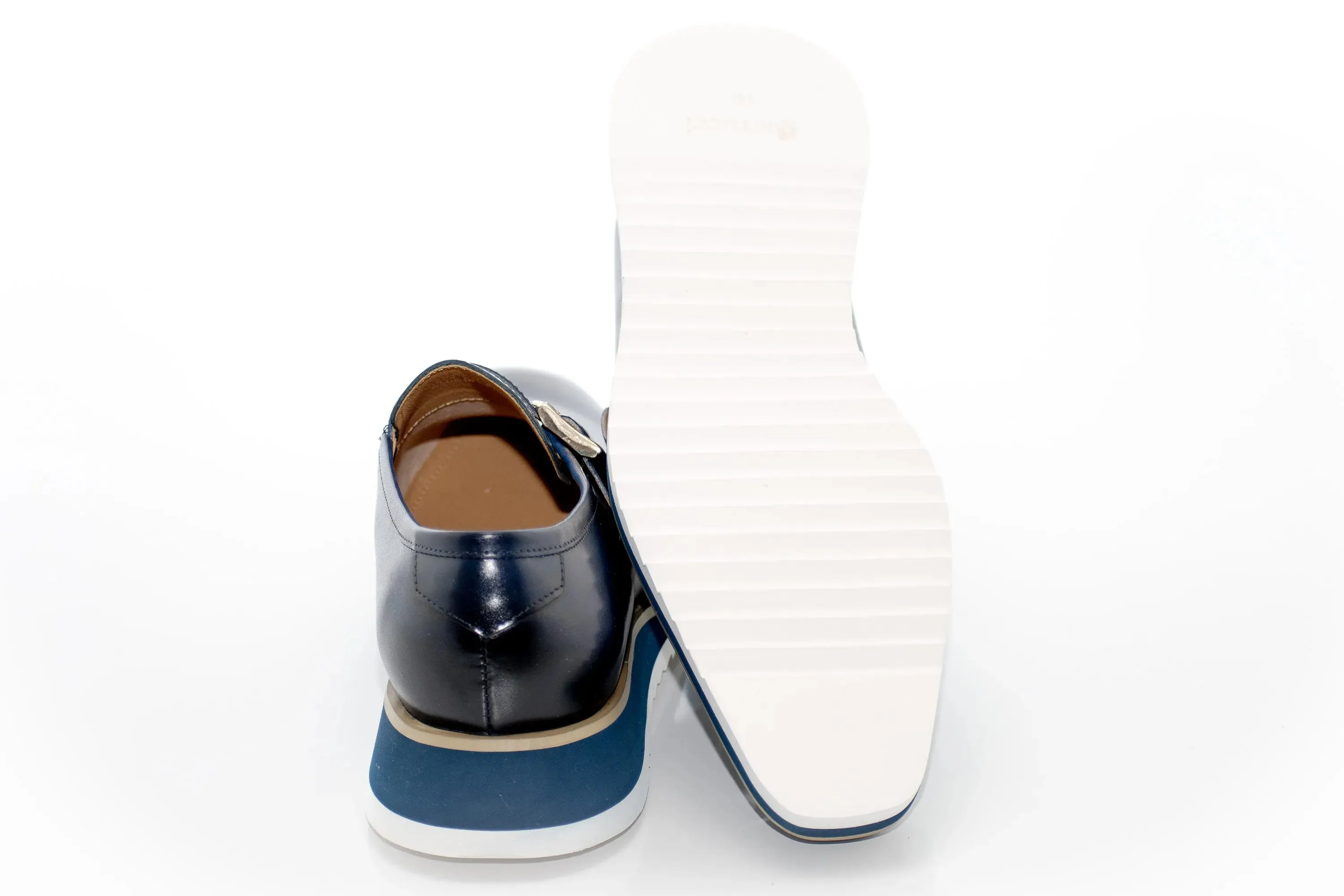 Navy Patent Leather Monk Strap Dress Shoe